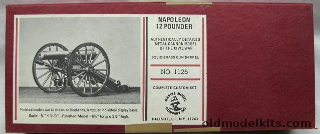 Marine Model Co Napoleon 12 Pounder Civil War Cannon, 1126 plastic model kit